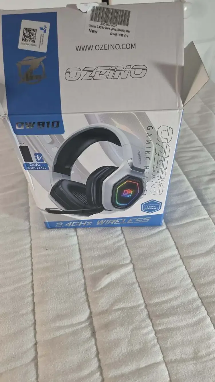 Ozeino OW810 Dual Wireless Gaming Headset with Microphone, RGB Lighting, 2.4GHz